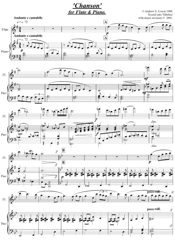 Chanson for Flute and Piano